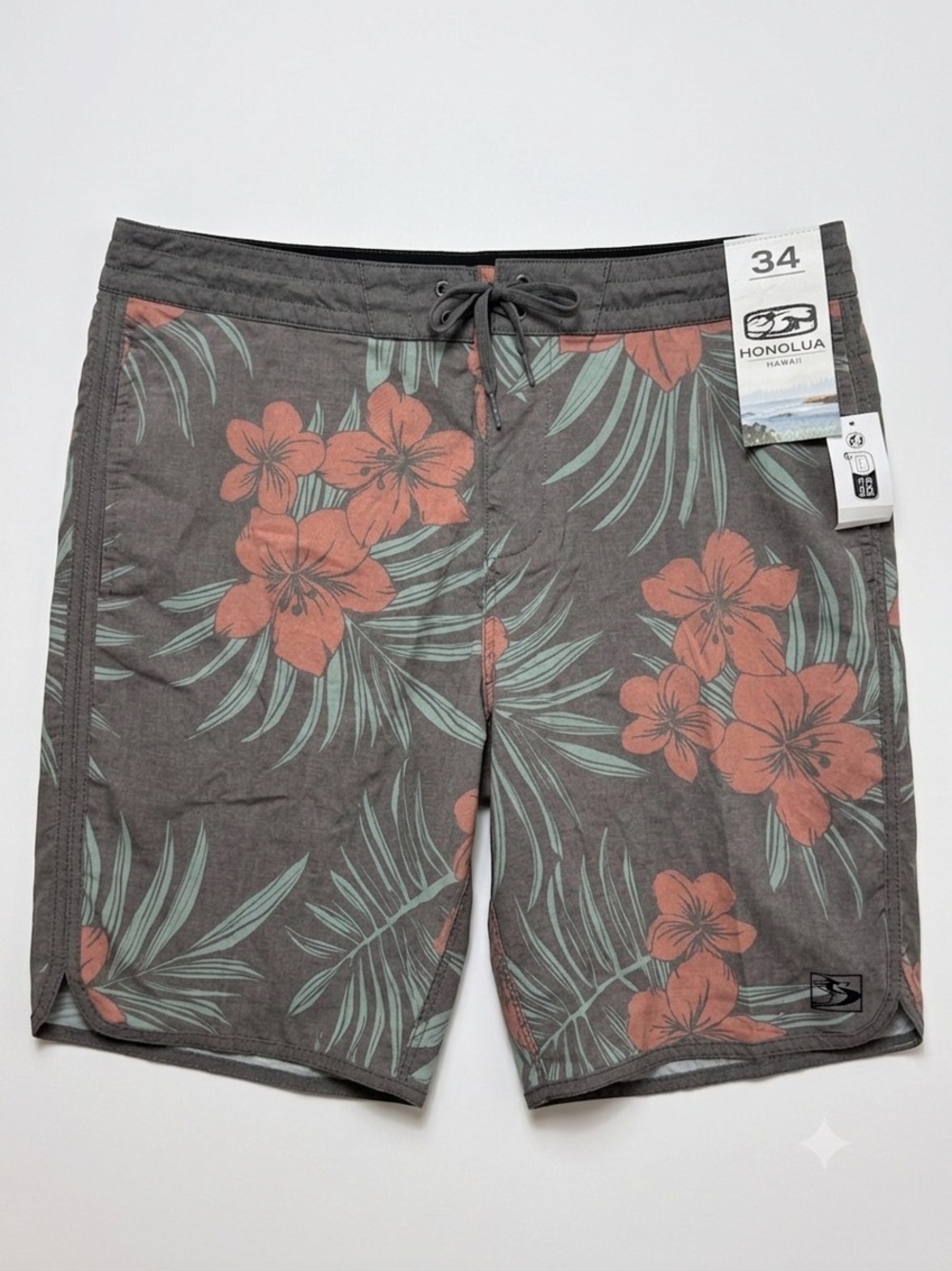 Honolua Surf Mens Board Shorts Tropical Floral Swimwear Beach Swim Sz 34